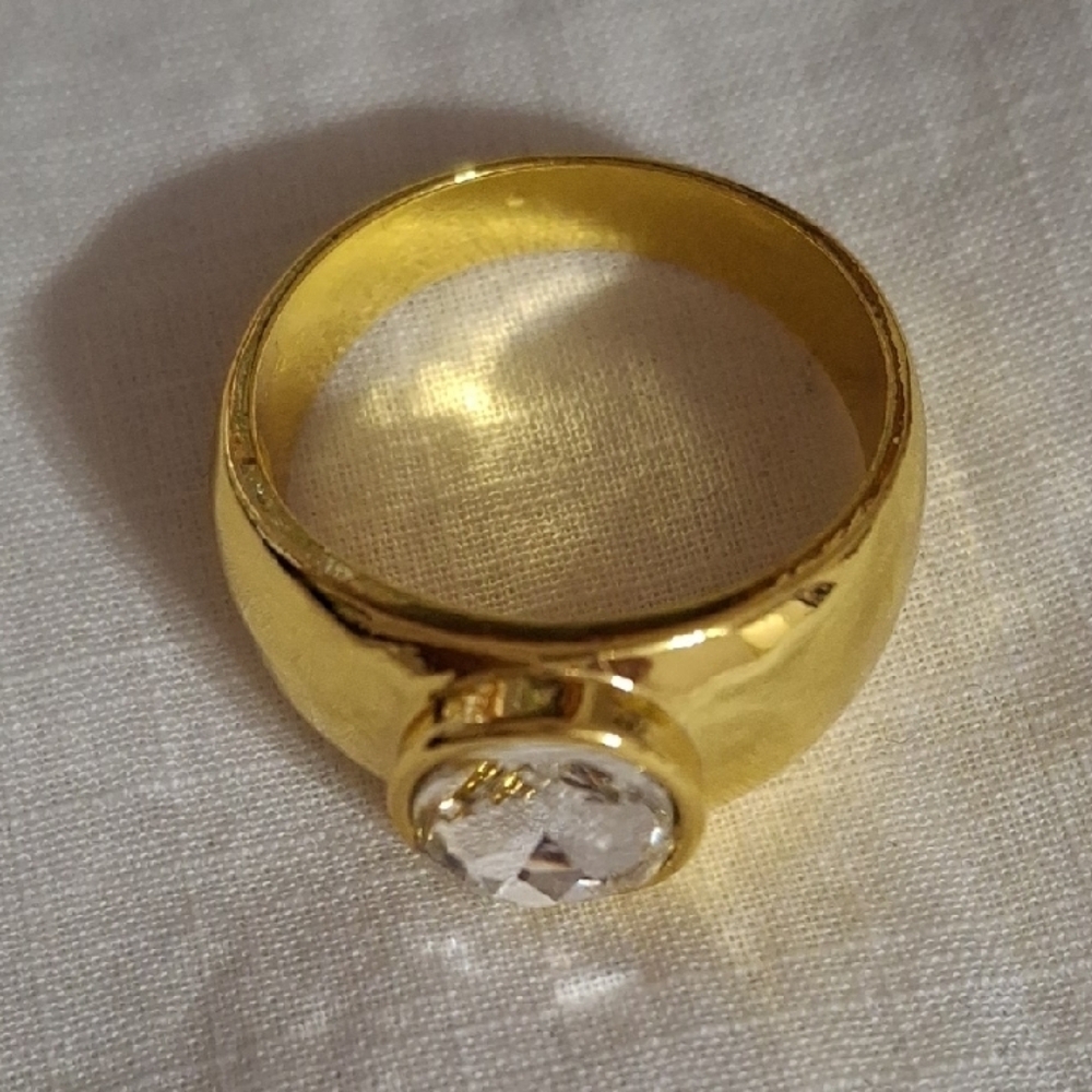 Men's Gold & White Gemstone Ring sz10 - Picture 4 of 4